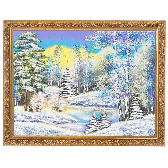 Картина &amp;quot;Зимний пейзаж&amp;quot; багет 36х46 см, каменная крошка 111254