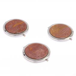 Зеркало круглое из яшмы цвет серебро