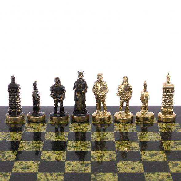 Шахматы бронзовые &amp;quot;Европейские&amp;quot; доска 32х32 см змеевик 125597