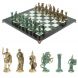 Шахматы &amp;quot;Римские войны&amp;quot; фигуры бронза / патина 44х44 см мрамор змеевик 128382