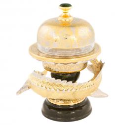 Икорница из камня нефрит "Осетр" Златоуст