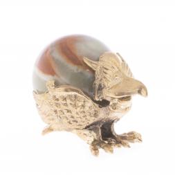 Статуэтка сувенир "Попугай с шаром" бронза камень оникс