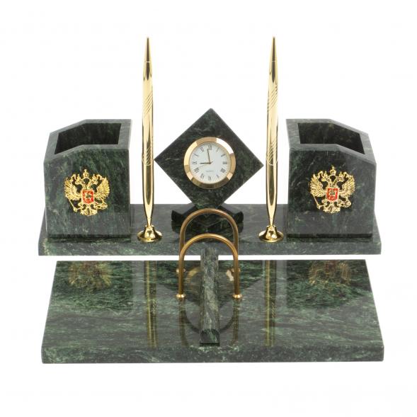 Настольный набор &amp;quot;Куб&amp;quot; из шабровского змеевика 127116