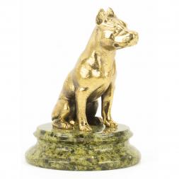 Статуэтка собака &amp;quot;Стафорд&amp;quot; бронза змеевик