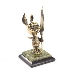 Статуэтка из бронзы и змеевика &amp;quot;Пятачок с зонтиком&amp;quot;