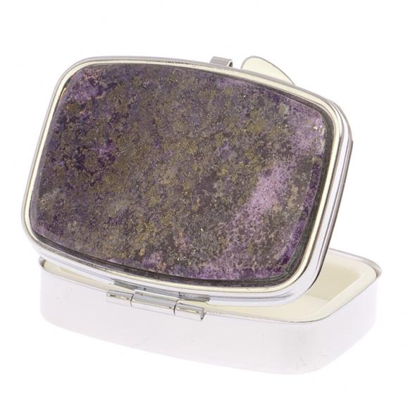 Таблетница 2 отделения камень флюорит цвет серебро 125754