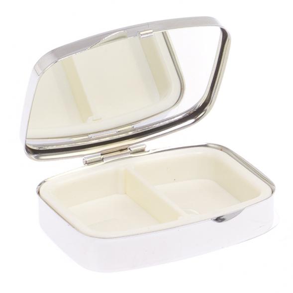 Таблетница 2 отделения камень флюорит цвет серебро 125754