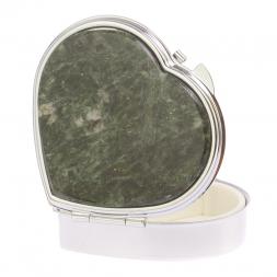 Таблетница &amp;quot;Сердце&amp;quot; на 3 отделения камень актиновит цвет серебро