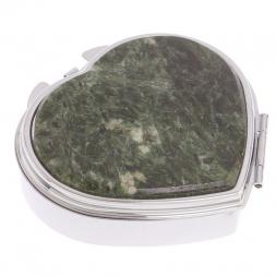 Таблетница &amp;quot;Сердце&amp;quot; на 3 отделения камень актиновит цвет серебро