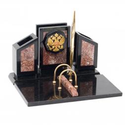 Письменный набор "Герб России" камень креноид змеевик