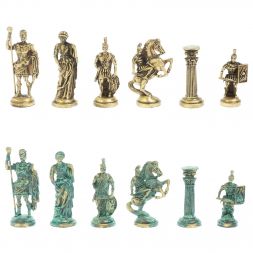 Шахматы &amp;quot;Римские войны&amp;quot; фигуры бронза / патина 44х44 см змеевик