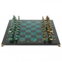 Шахматы &amp;quot;Римские войны&amp;quot; фигуры бронза / патина 44х44 см змеевик