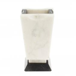 Карандашница из белого мрамора и змеевика 6,5х5,5х11,5 см