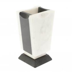 Карандашница из белого мрамора и змеевика 6,5х5,5х11,5 см