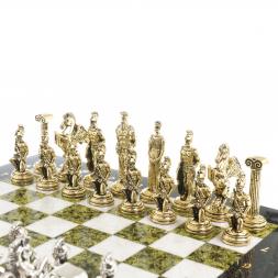 Шахматы "Восточные" доска 40х40 см мрамор змеевик фигуры металл
