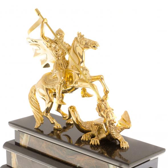 Часы из офиокальцита и бронзы &amp;quot;Георгий Победоносец&amp;quot; 124557