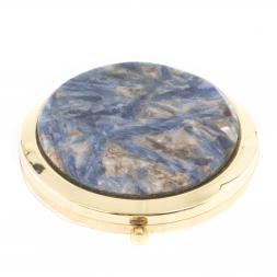 Зеркало круглое из камня кианит цвет золото