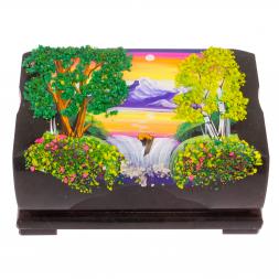 Шкатулка с расписной крышкой &amp;quot;Летний пейзаж&amp;quot; 17х11х8 см черный змеевик