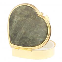 Таблетница &amp;quot;Сердце&amp;quot; на 3 отделения камень актиновит цвет золото