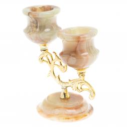 Подсвечник двухрожковый из оникса 11,5х11,5х13,5 см