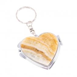 Складное зеркало брелок из оникса сердце