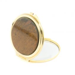 Зеркальце круглое из тигрового глаза цвет золото
