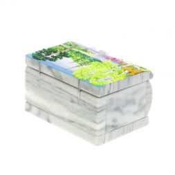 Шкатулка с рисунком &amp;quot;Лето&amp;quot; серый мрамор 10х6,5х6 см