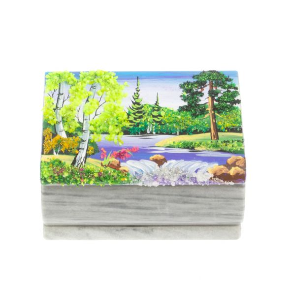 Шкатулка с рисунком &amp;quot;Лето&amp;quot; серый мрамор 10х6,5х6 см 127517