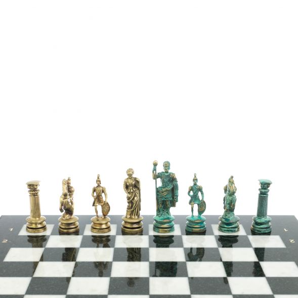 Шахматы &amp;quot;Древний Рим&amp;quot; фигуры бронза / патина 44х44 см мрамор 128384