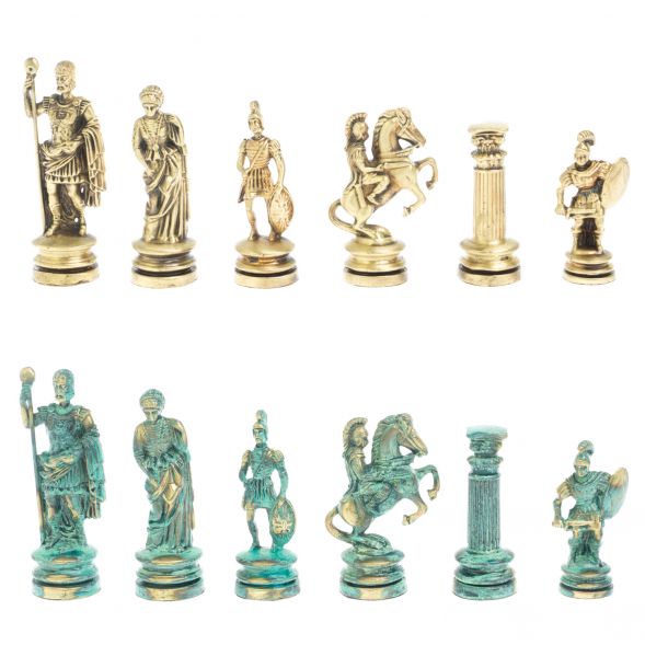 Шахматы &amp;quot;Древний Рим&amp;quot; фигуры бронза / патина 44х44 см мрамор 128384