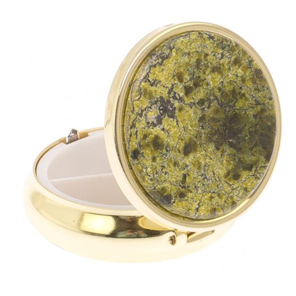 Таблетница на 3 отсека камень змеевик цвет золото 125530