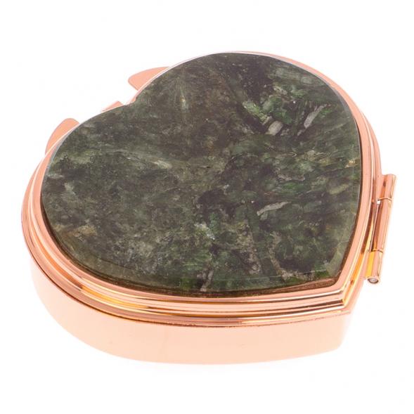 Таблетница &amp;quot;Сердце&amp;quot; на 3 отделения камень актиновит цвет красное золото 125911