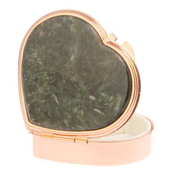 Таблетница &amp;quot;Сердце&amp;quot; на 3 отделения камень актиновит цвет красное золото 125911