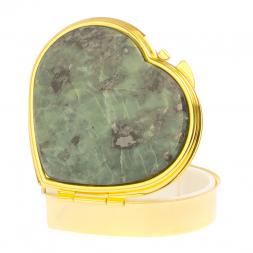 Таблетница "Сердце" на 3 отделения из камня офит цвет золото