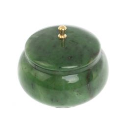 Шкатулка круглая из нефрита 9х9х7,5 см