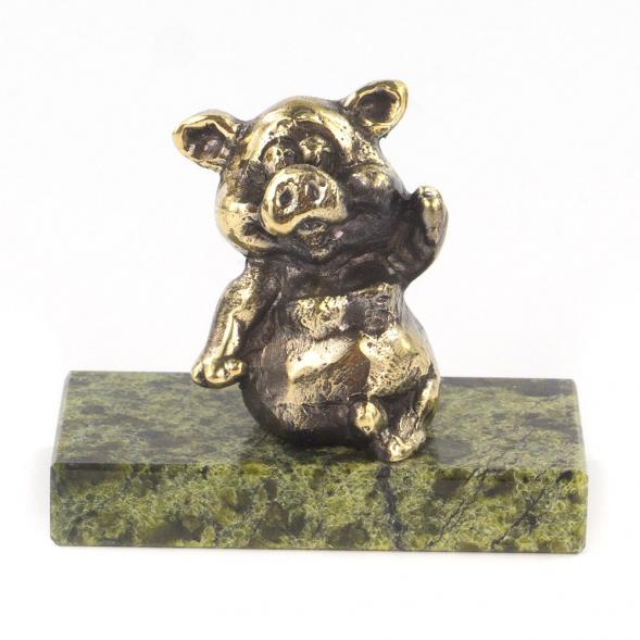 Статуэтка из бронзы и змеевика &amp;quot;Поросенок сидит №1&amp;quot; 119357