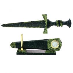 Настольные часы &amp;quot;Кинжал&amp;quot; змеевик