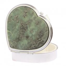 Таблетница "Сердце" на 3 отделения из камня офит цвет серебро