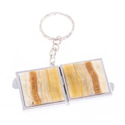 Складное зеркало брелок из оникса квадратное