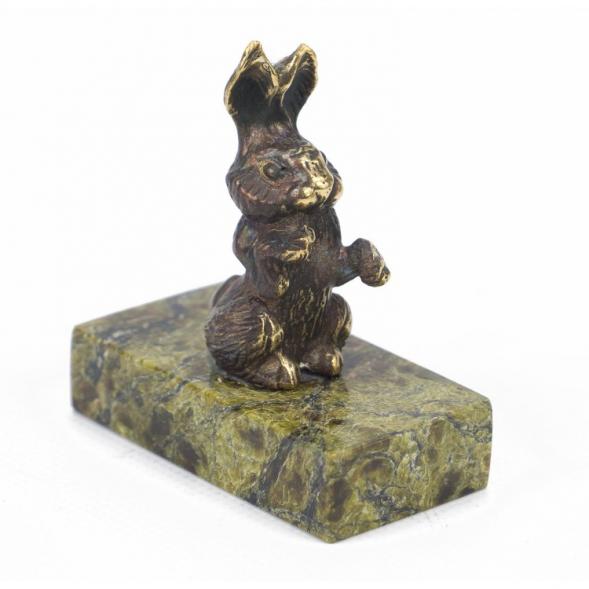 Статуэтка из бронзы на подставке из змеевика &amp;quot;Заяц&amp;quot; 117944