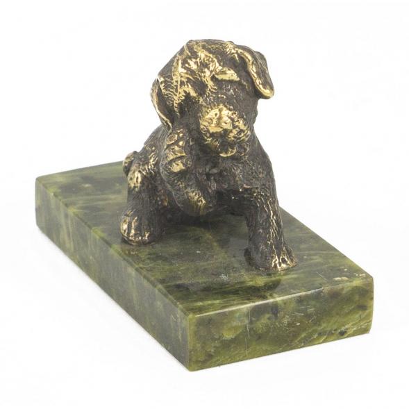 Статуэтка &amp;quot;Собачка малая №12&amp;quot; из бронзы и змеевика 118766