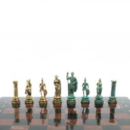 Шахматы "Древний Рим" фигуры бронза / патина 44х44 см лемезит