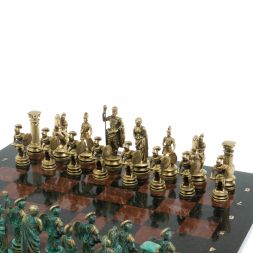 Шахматы "Древний Рим" фигуры бронза / патина 44х44 см лемезит