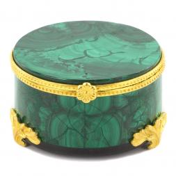 Шкатулка из малахита "Подарок" 6х6х3,5 см