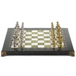 Шахматы настольные "Греко-Римская война" 32х32 см камень змеевик мрамор