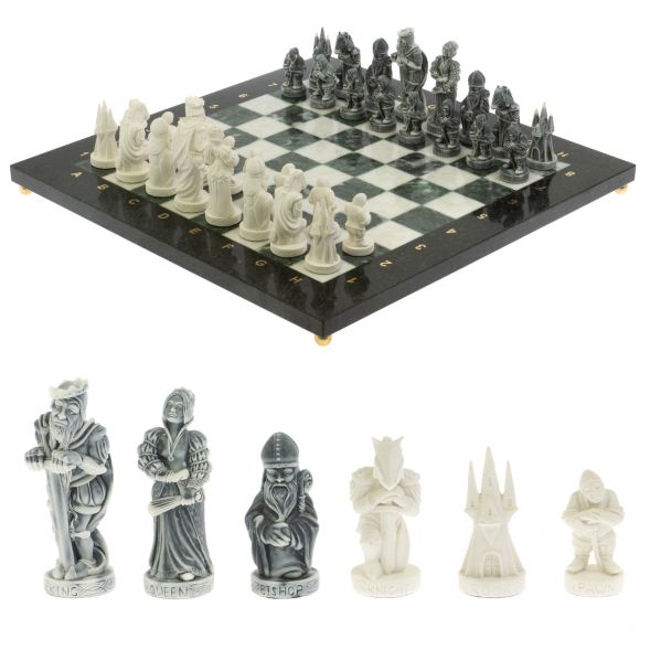 Шахматы &amp;quot;Средневековье&amp;quot; доска 40х40 см мрамор / шабровский змеевик 129359