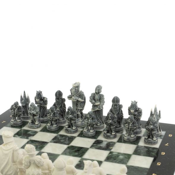 Шахматы &amp;quot;Средневековье&amp;quot; доска 40х40 см мрамор / шабровский змеевик 129359