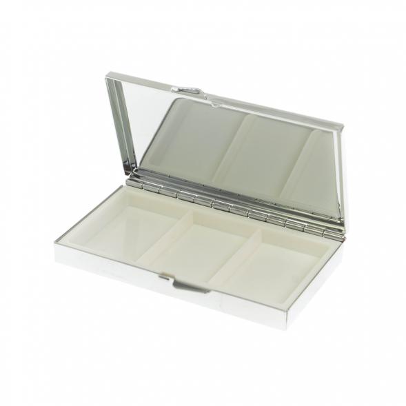 Таблетница на 3 отделения камень голубой апатит серебро 129896