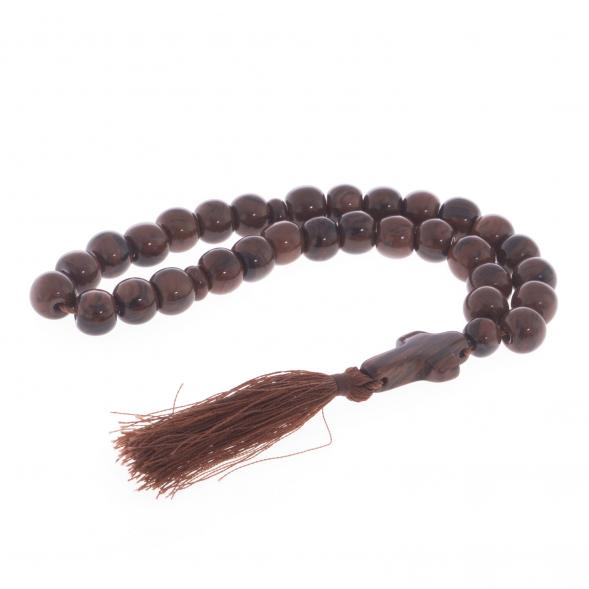 Четки с крестом обсидиан коричневый 30 бусин круглые 122084