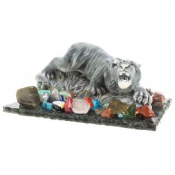 Сувенир фигурка &amp;quot;Рычащий тигр&amp;quot; из змеевика и мрамолита 8,5х6,5х4 см